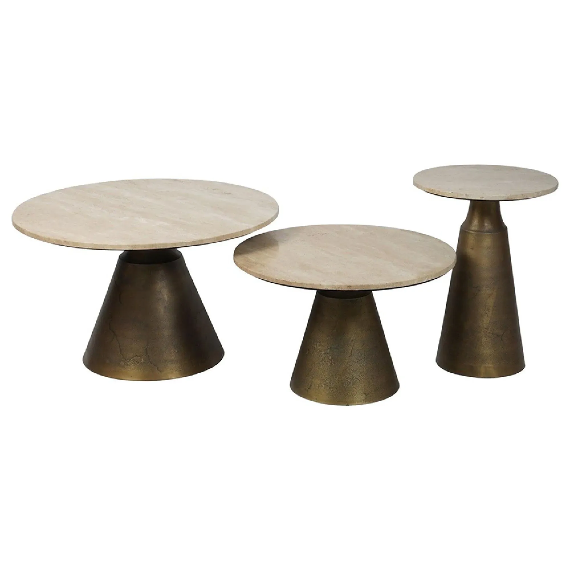 Clifton Large Round Coffee Table - Natural, Travertine Marble