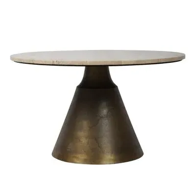 Clifton Large Round Coffee Table - Natural, Travertine Marble