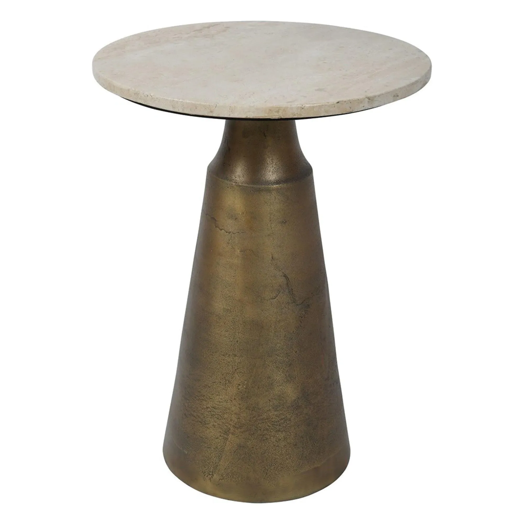 Clifton Round Side Table - Natural, Travertine Marble