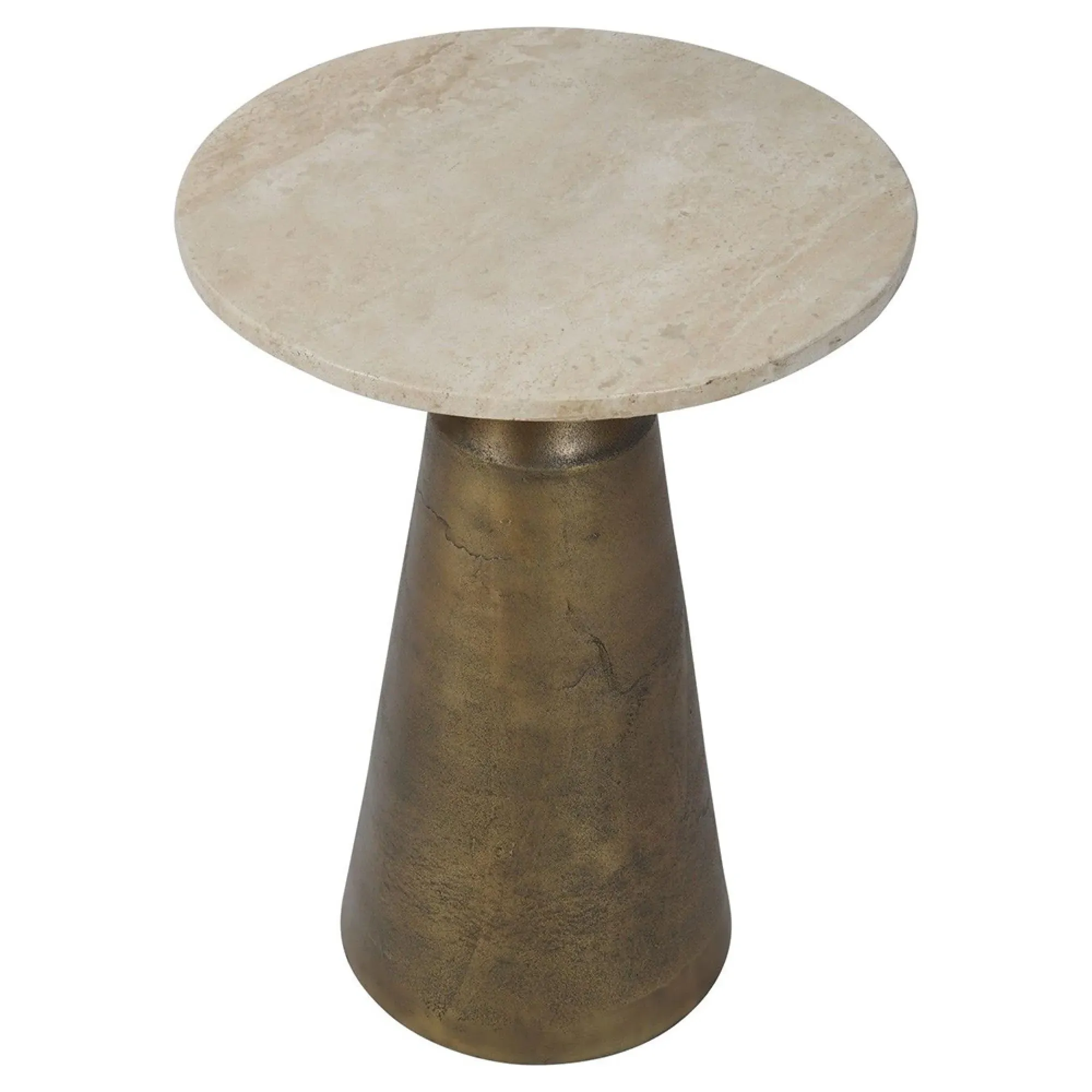 Clifton Round Side Table - Natural, Travertine Marble
