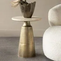 Clifton Round Side Table - Natural, Travertine Marble