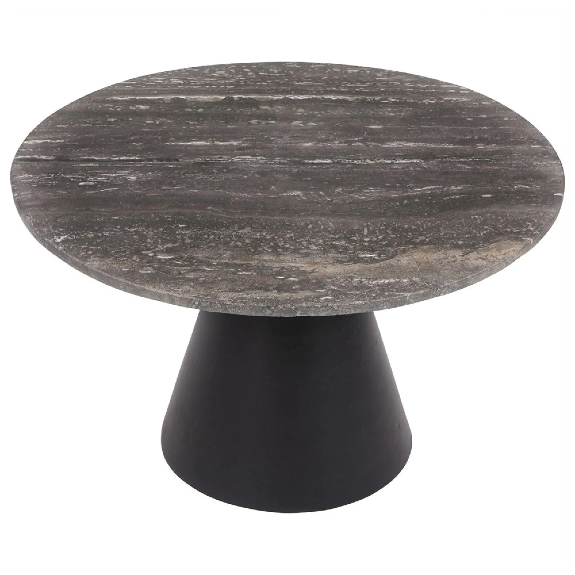 Clifton Small Round Coffee Table - Grey, Travertine Marble