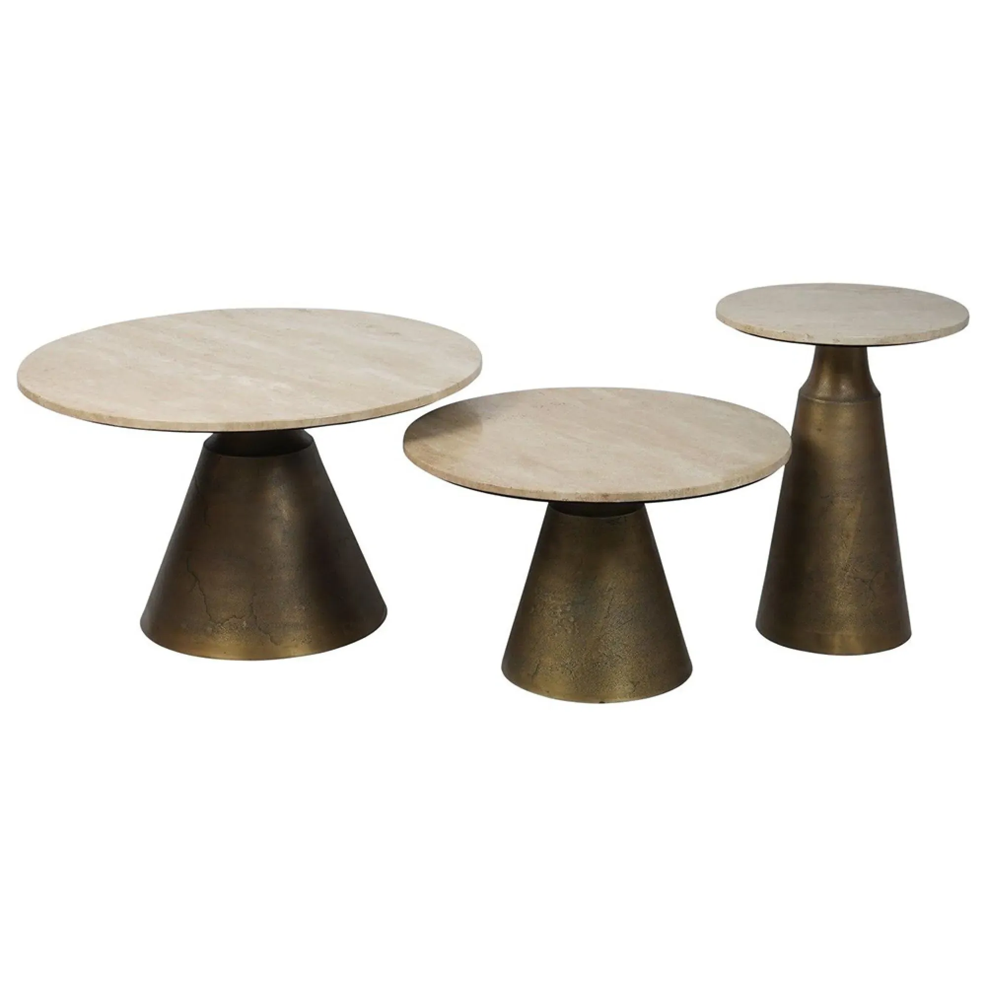 Clifton Small Round Coffee Table - Natural, Travertine Marble