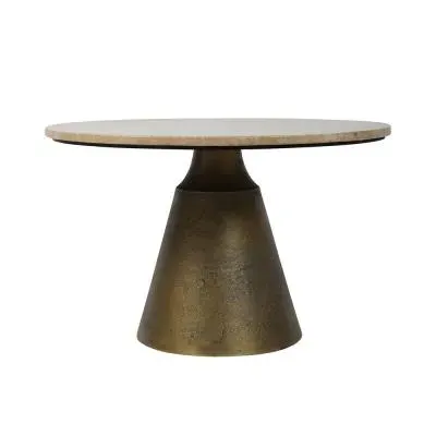 Clifton Small Round Coffee Table - Natural, Travertine Marble