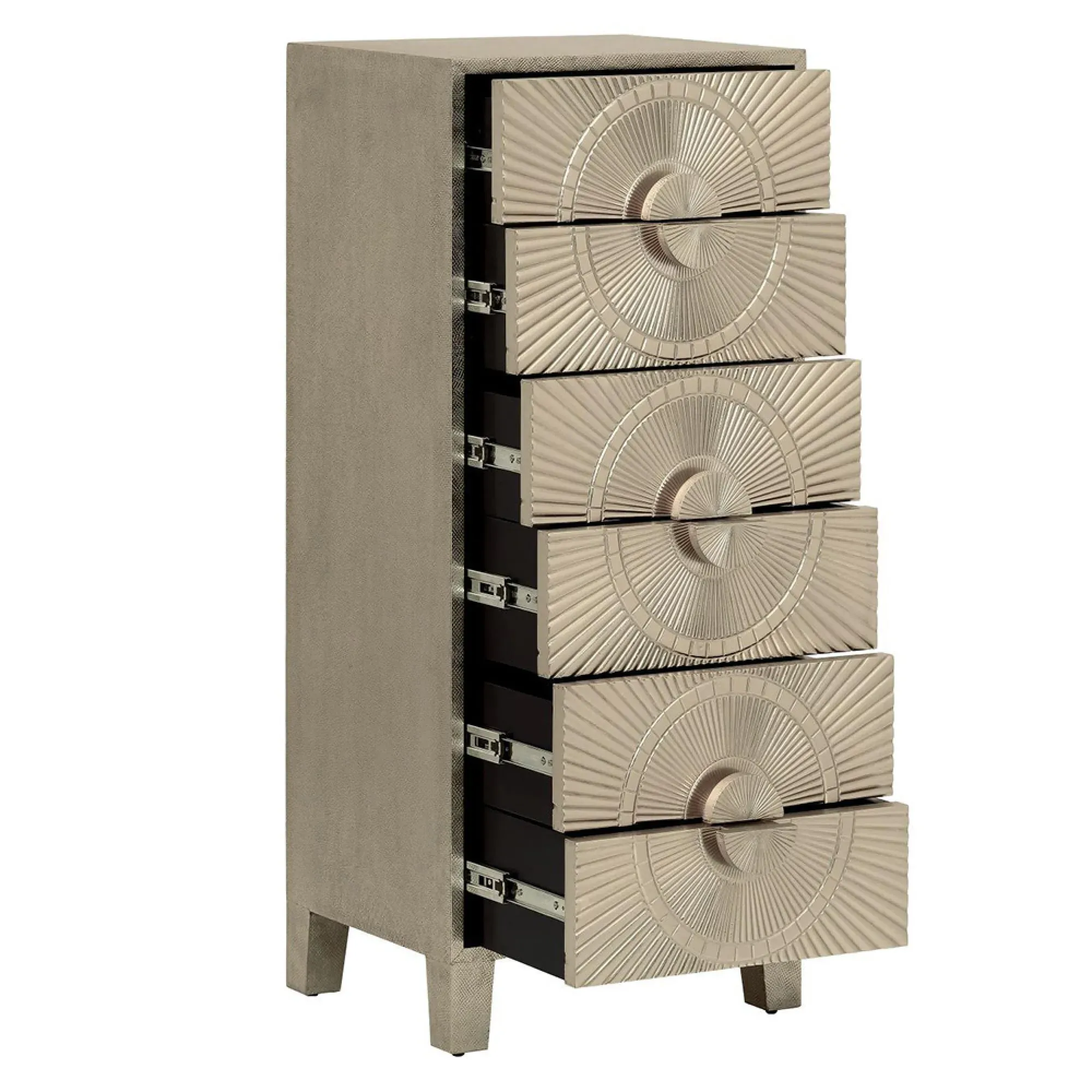 Coco 6 Drawer Tall Chest - Silver