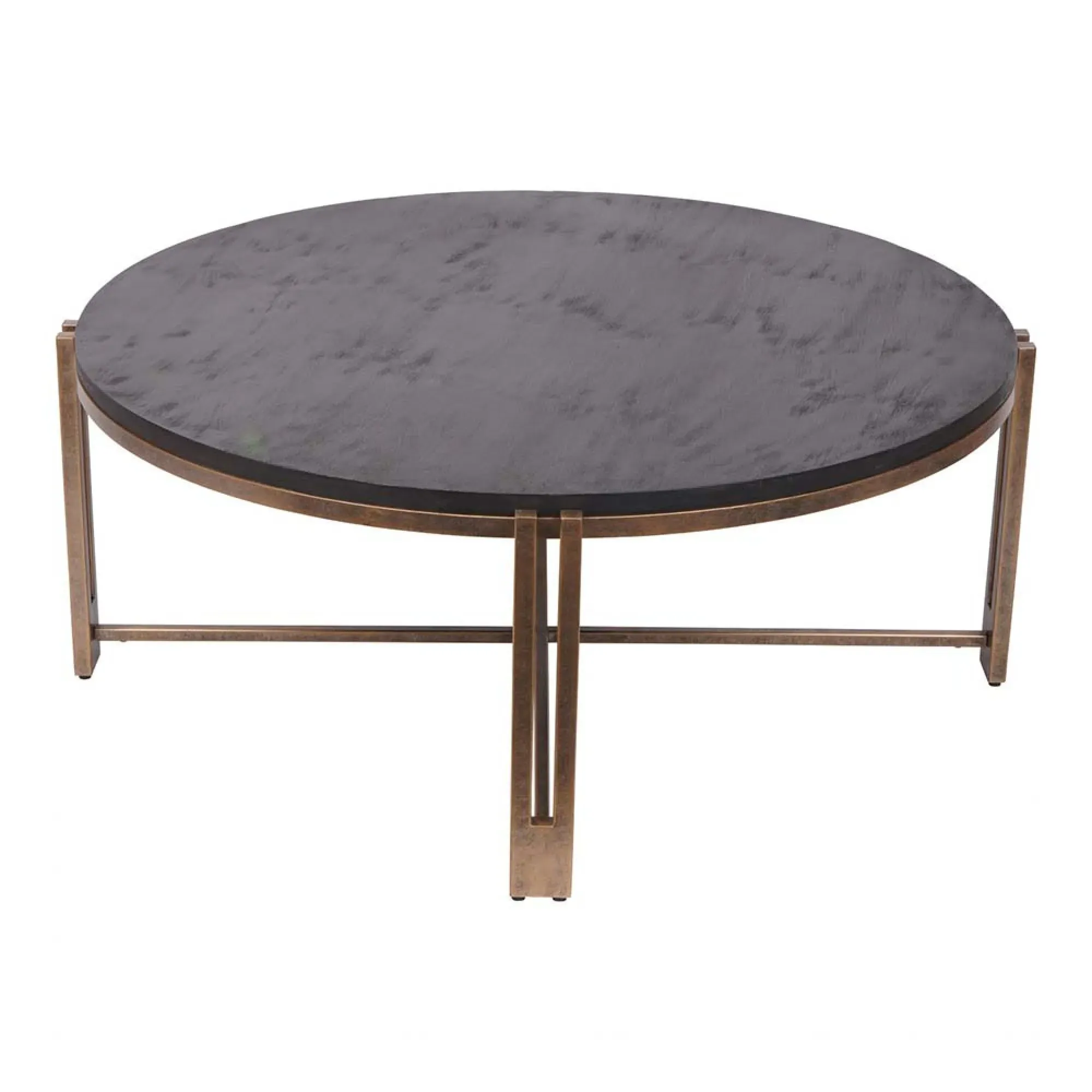 Dalston Round Coffee Table - Black, Sandblasted Wood