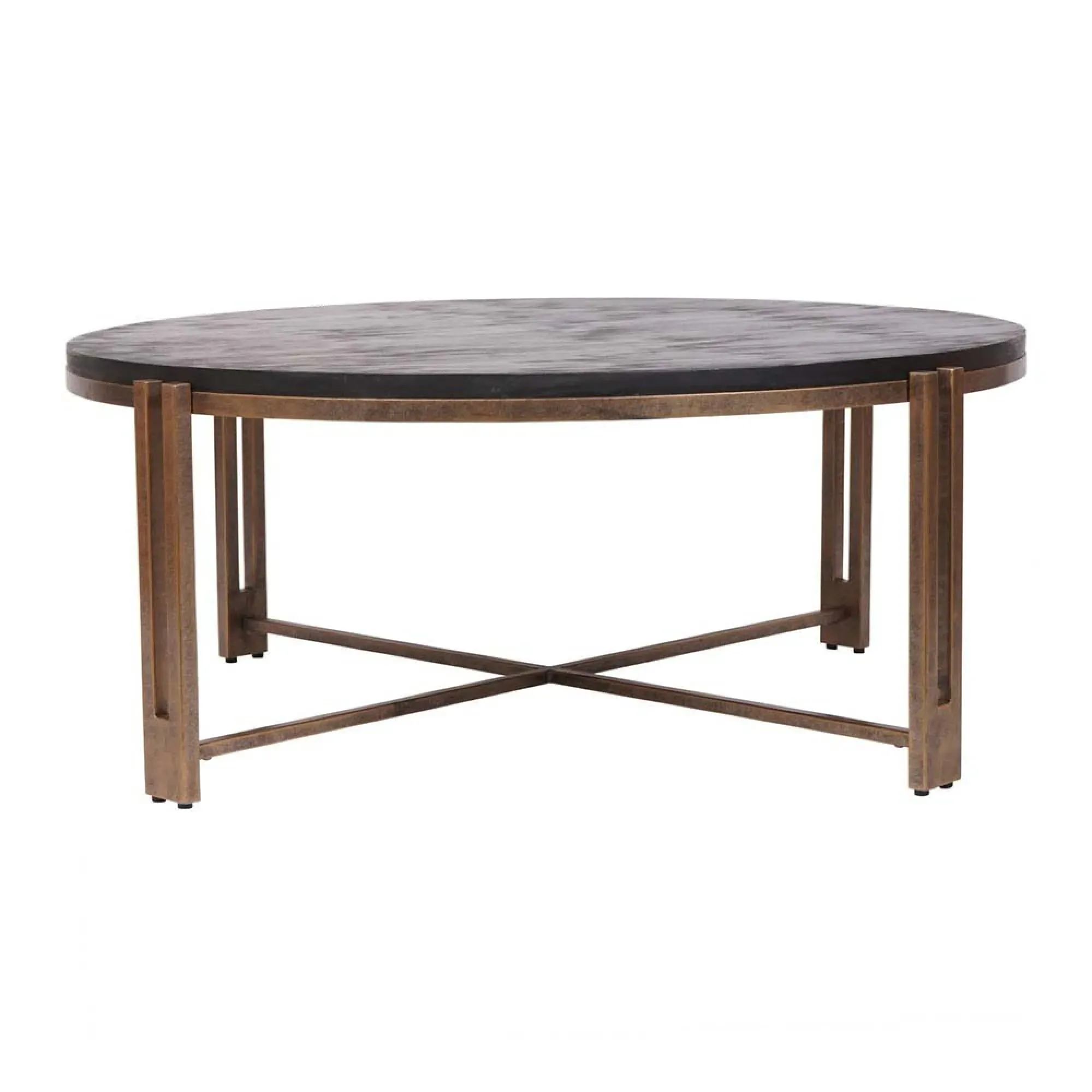 Dalston Round Coffee Table - Black, Sandblasted Wood