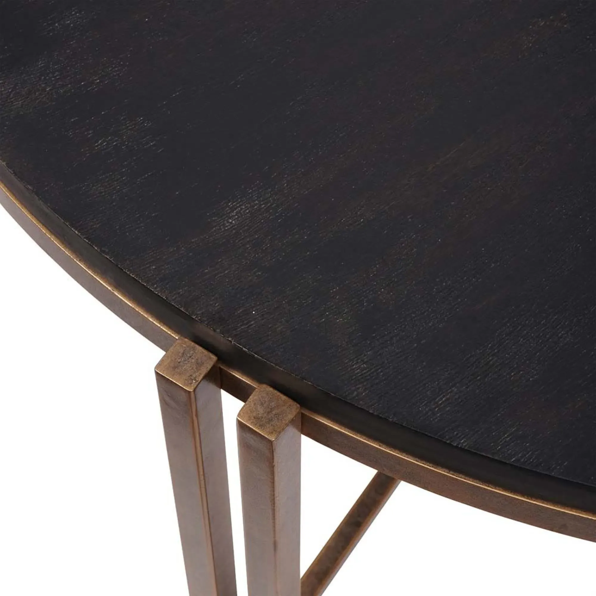 Dalston Round Coffee Table - Black, Sandblasted Wood