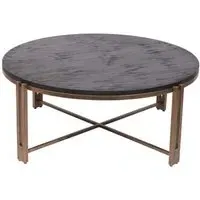 Dalston Round Coffee Table - Black, Sandblasted Wood
