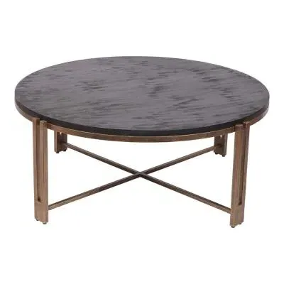 Dalston Round Coffee Table - Black, Sandblasted Wood