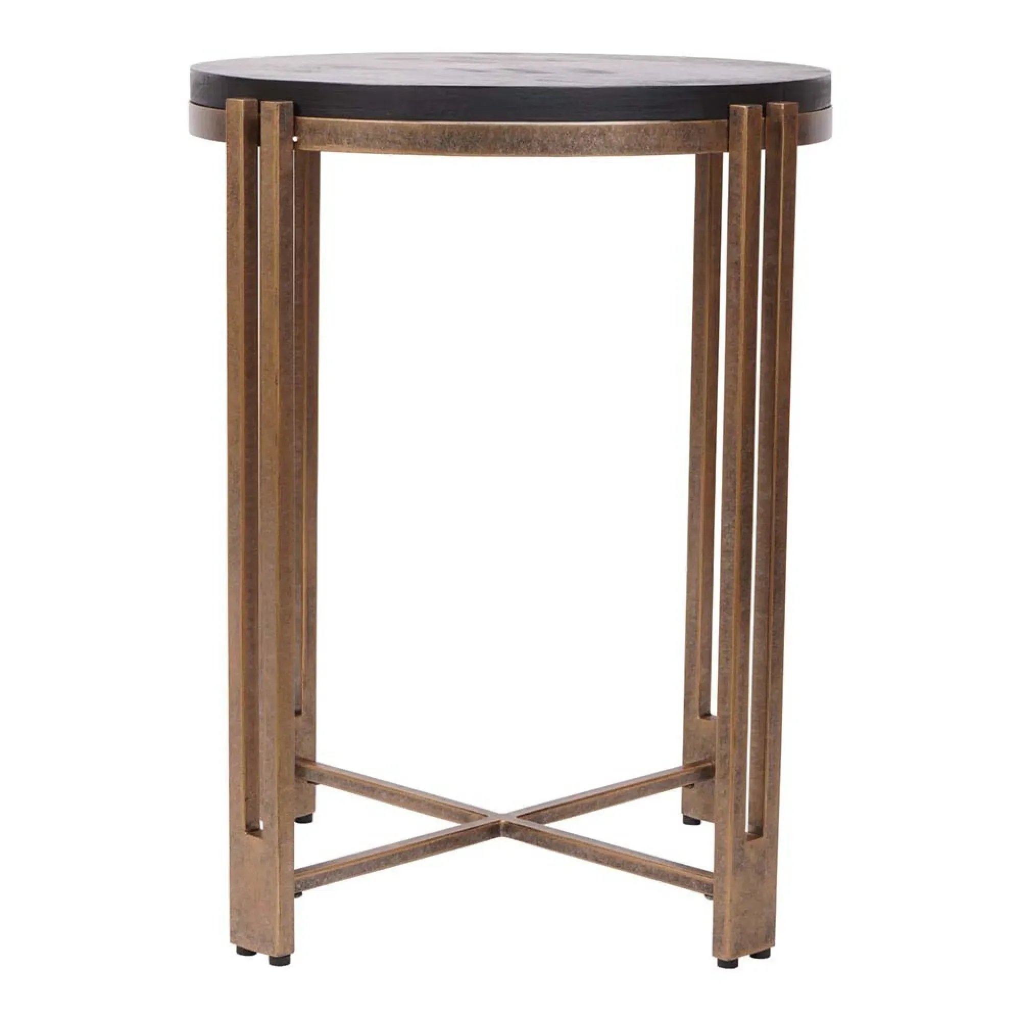 Dalston Round Side Table - Black, Sandblasted Wood