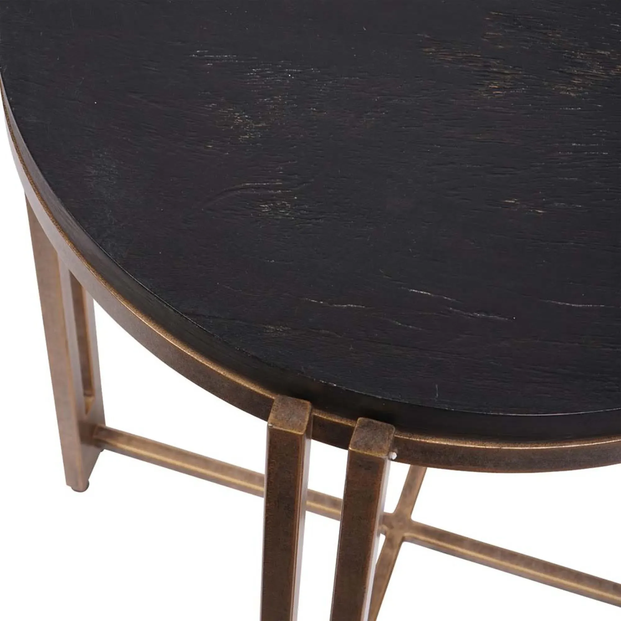 Dalston Round Side Table - Black, Sandblasted Wood