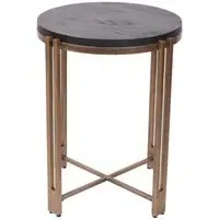 Dalston Round Side Table - Black, Sandblasted Wood