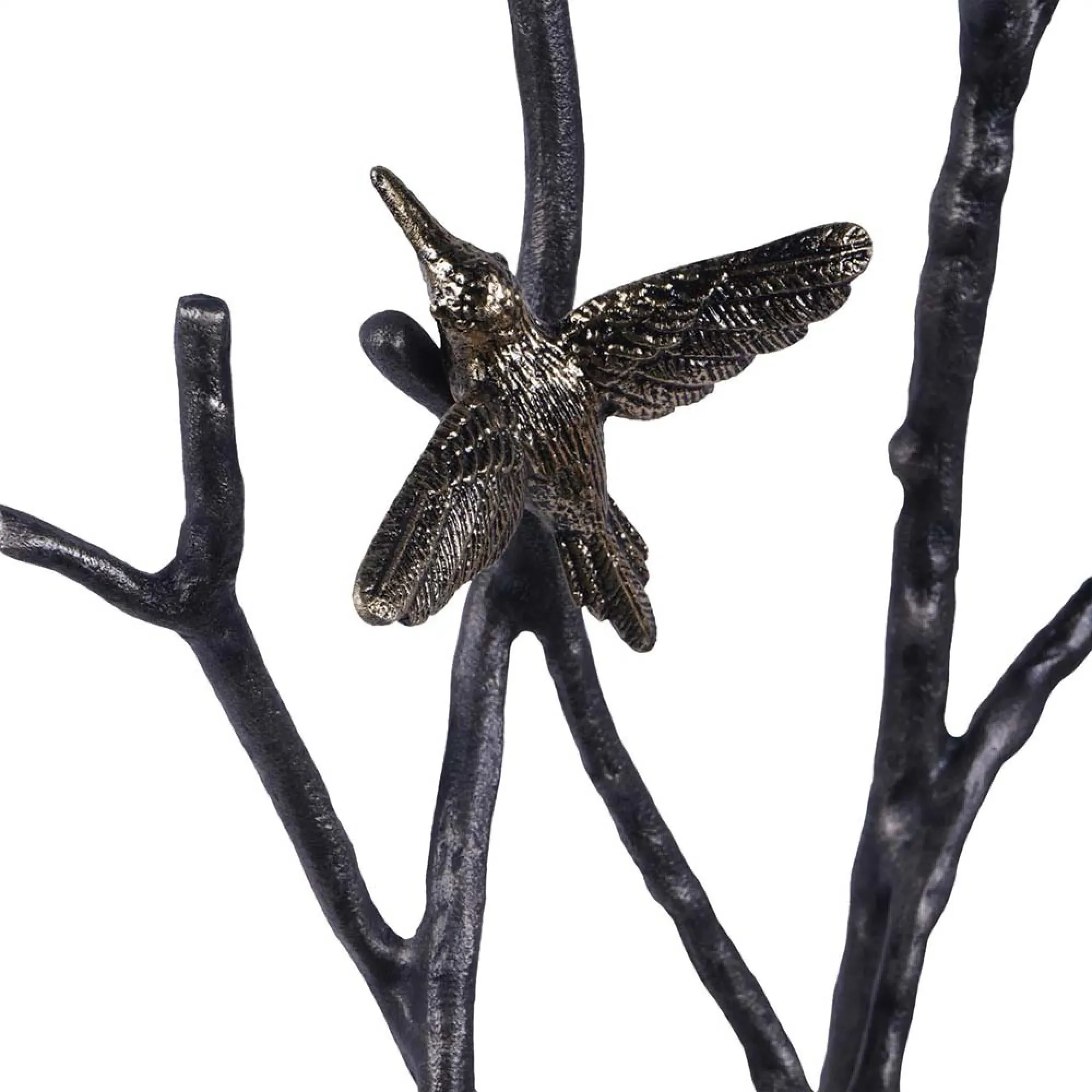 Decorative Screen Sculpture with Branches and Birds - Black