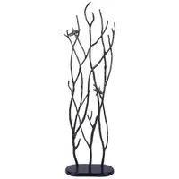 Decorative Screen Sculpture with Branches and Birds - Black
