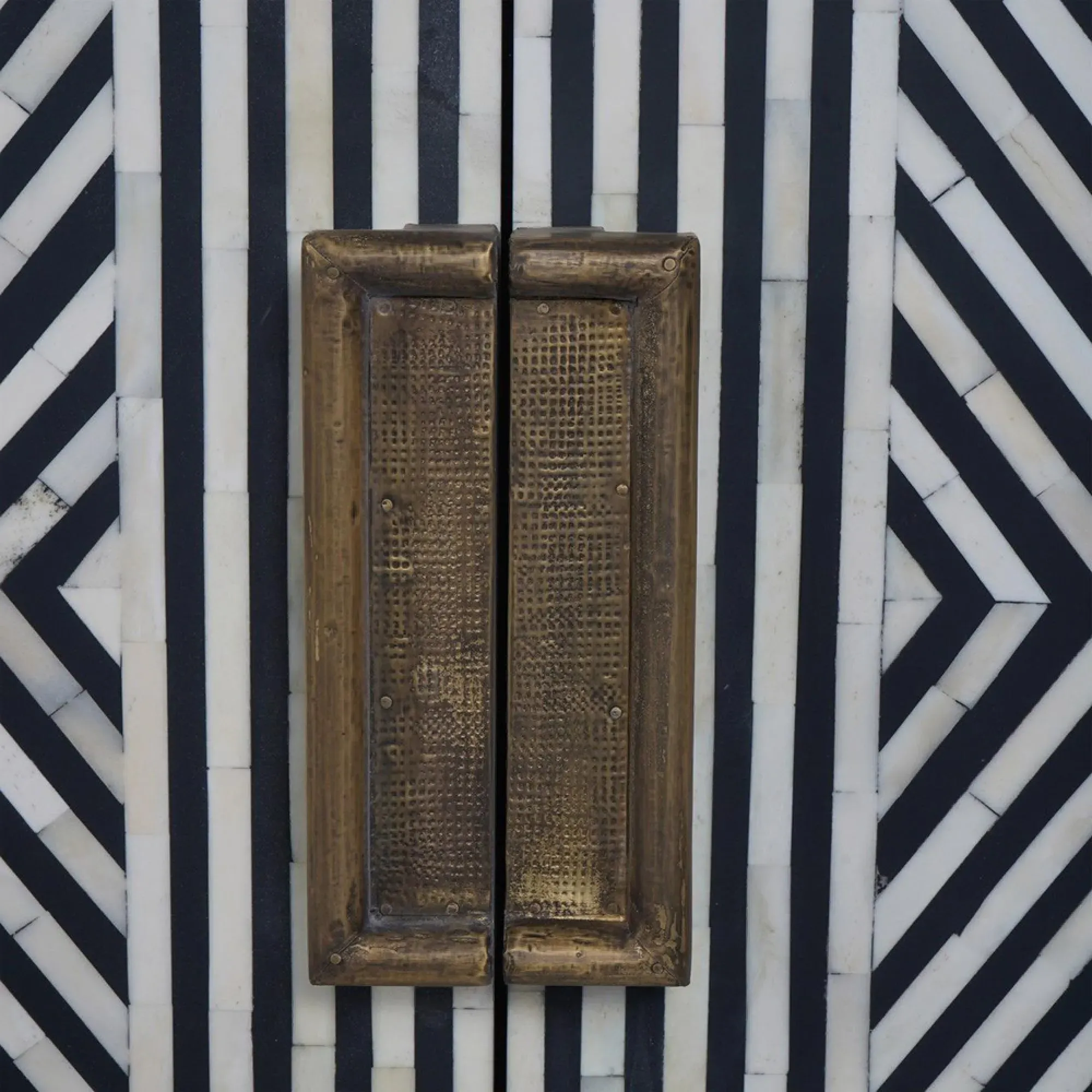 Delaney 4 Door Large Buffet Sideboard - Black and White, Bone Inlay