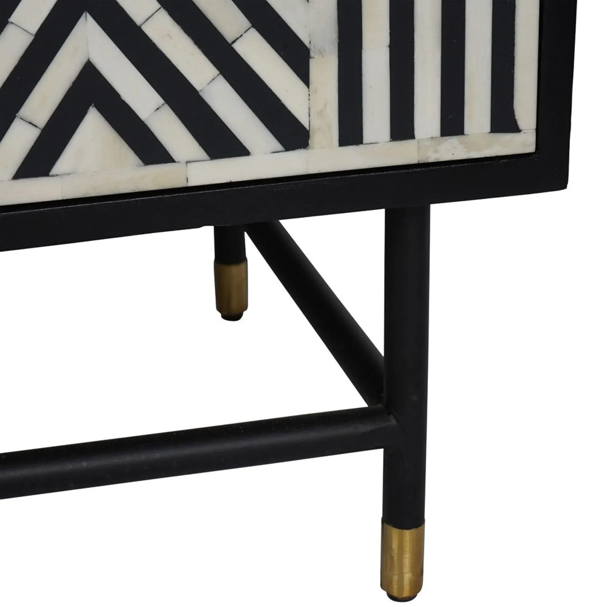 Delaney 4 Door Large Buffet Sideboard - Black and White, Bone Inlay