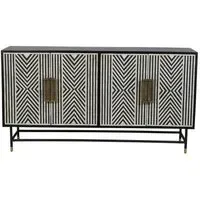 Delaney 4 Door Large Buffet Sideboard - Black and White, Bone Inlay