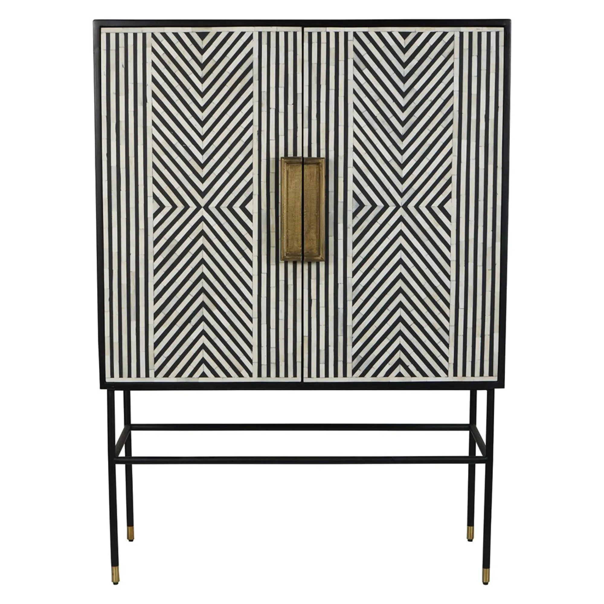 Delaney Tall 2 Door Bar Cabinet - Black, White