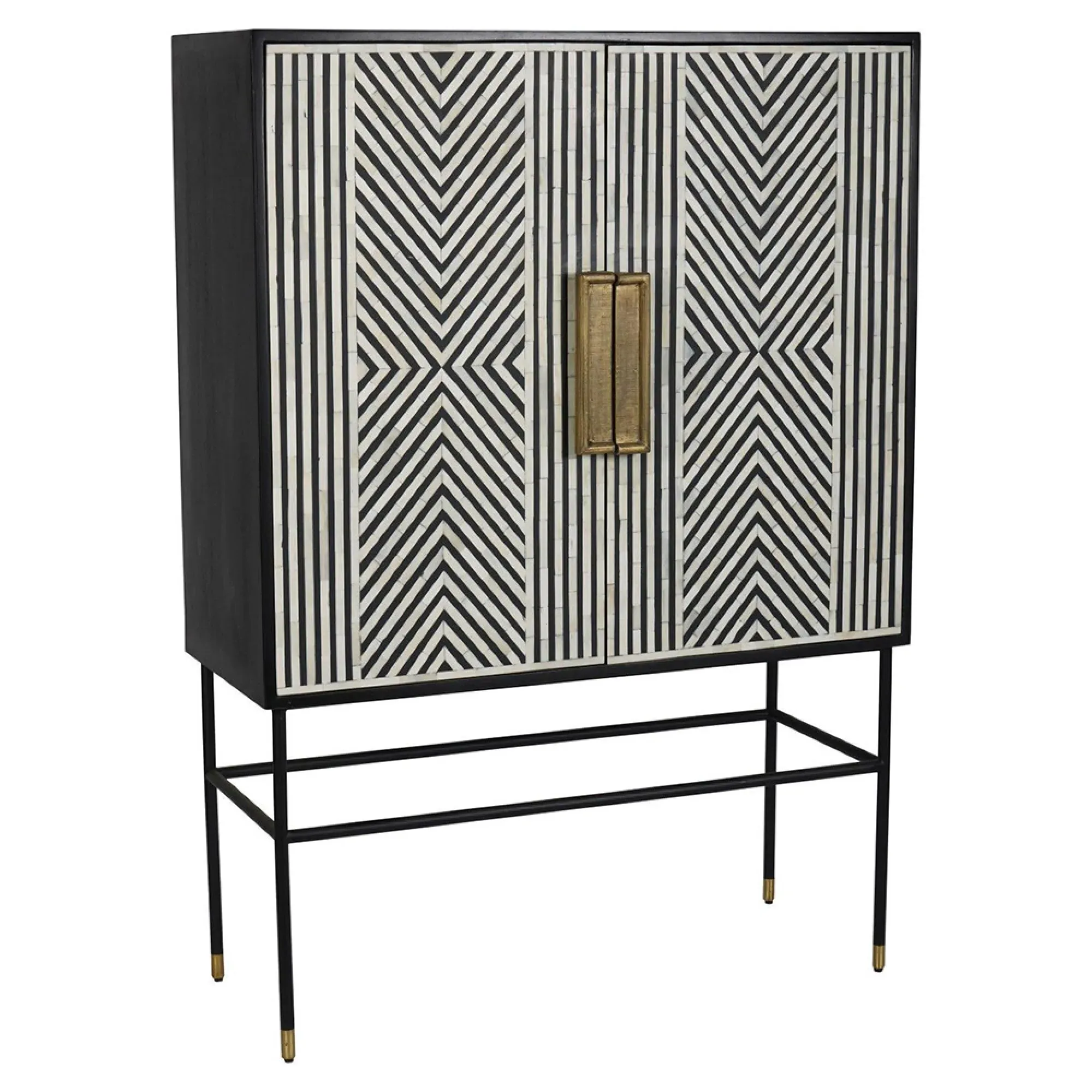 Delaney Tall 2 Door Bar Cabinet - Black, White