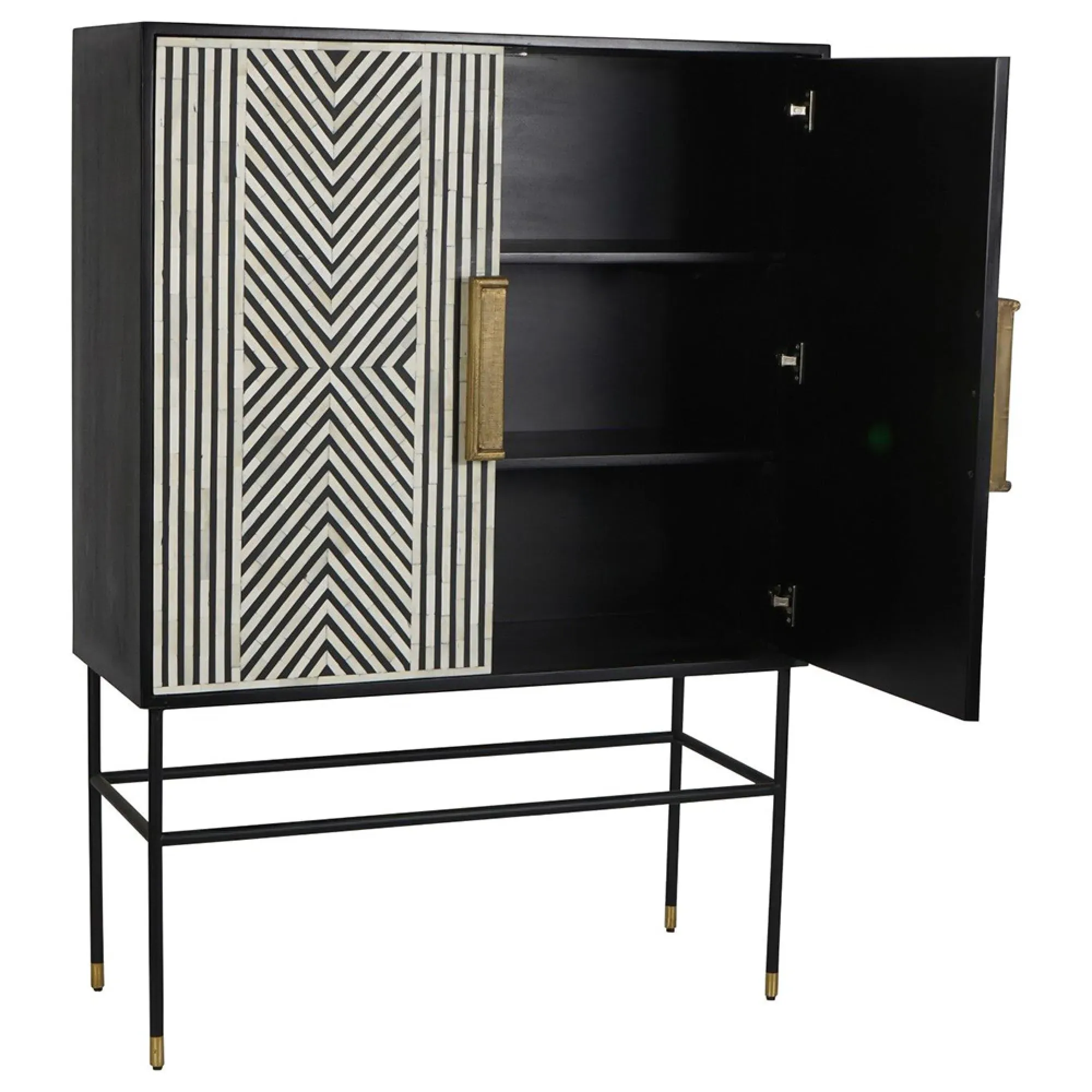 Delaney Tall 2 Door Bar Cabinet - Black, White