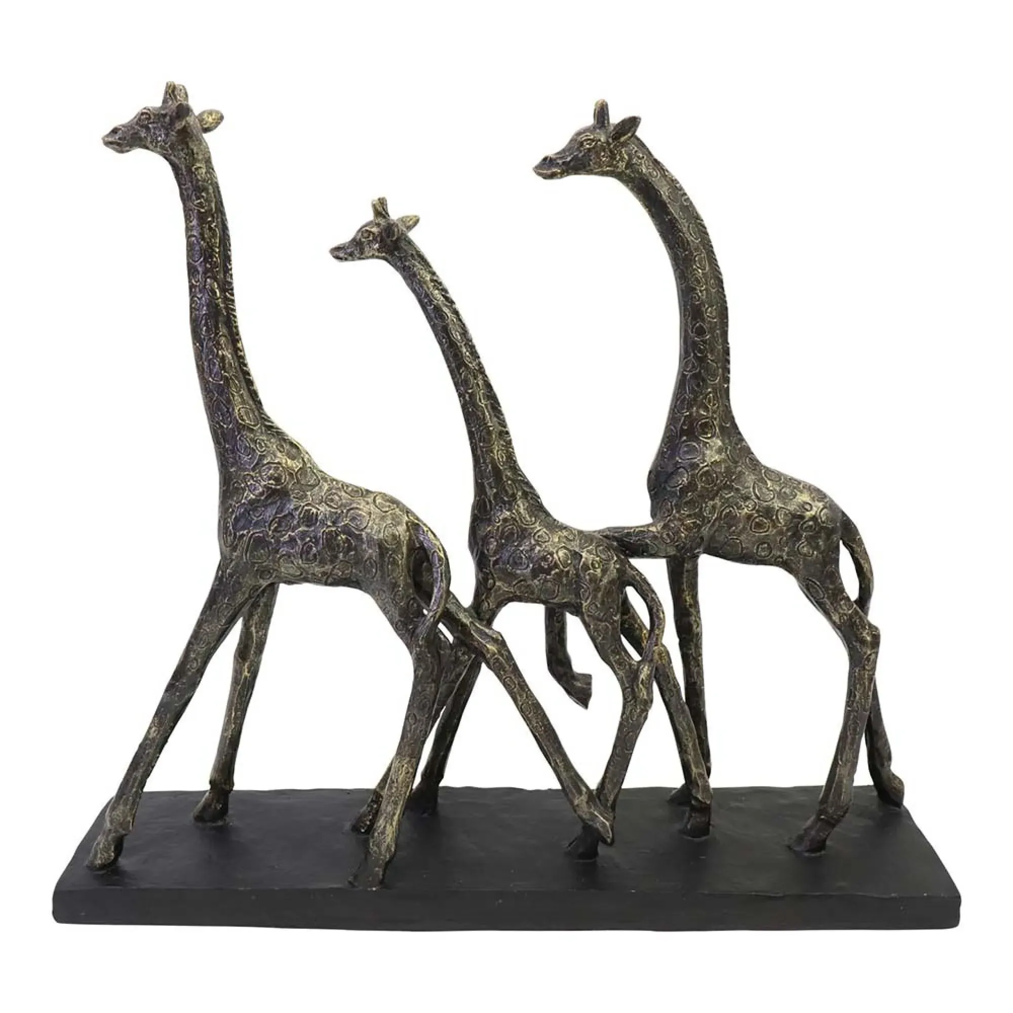 Family of Three Giraffes Sculpture - Bronze