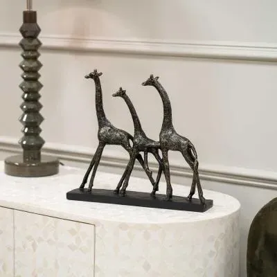 Family of Three Giraffes Sculpture - Bronze