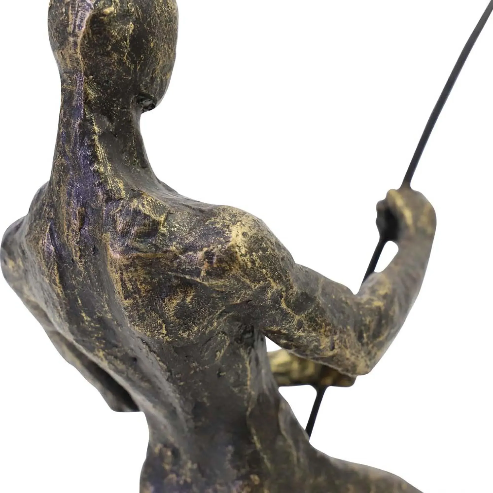 Fishing Sculpture on Stand - Bronze