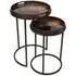 Golden Burst Round Side Tray Table - Set of 2
