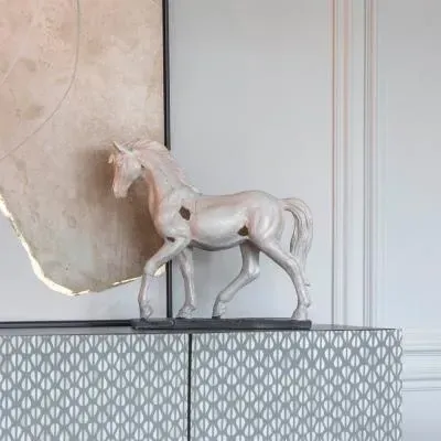Horse Aged Sculpture - White