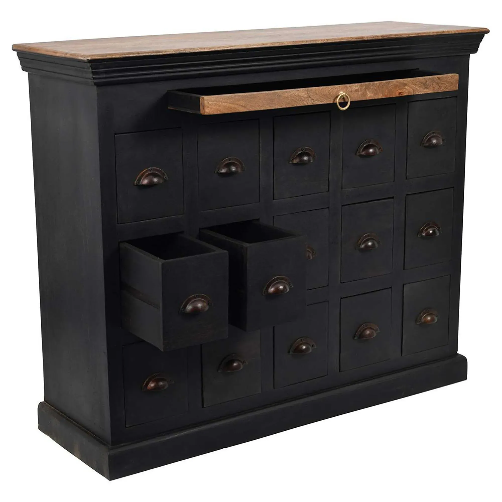 Hoxton Multi Drawer Chest - Black, Mango Wood
