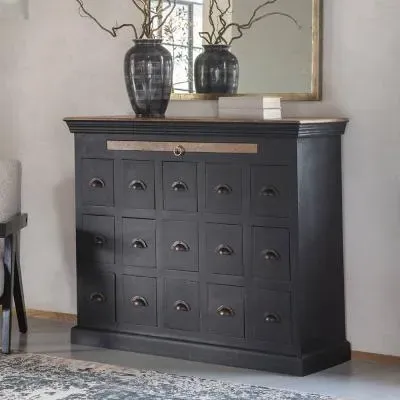 Hoxton Multi Drawer Chest - Black, Mango Wood image
