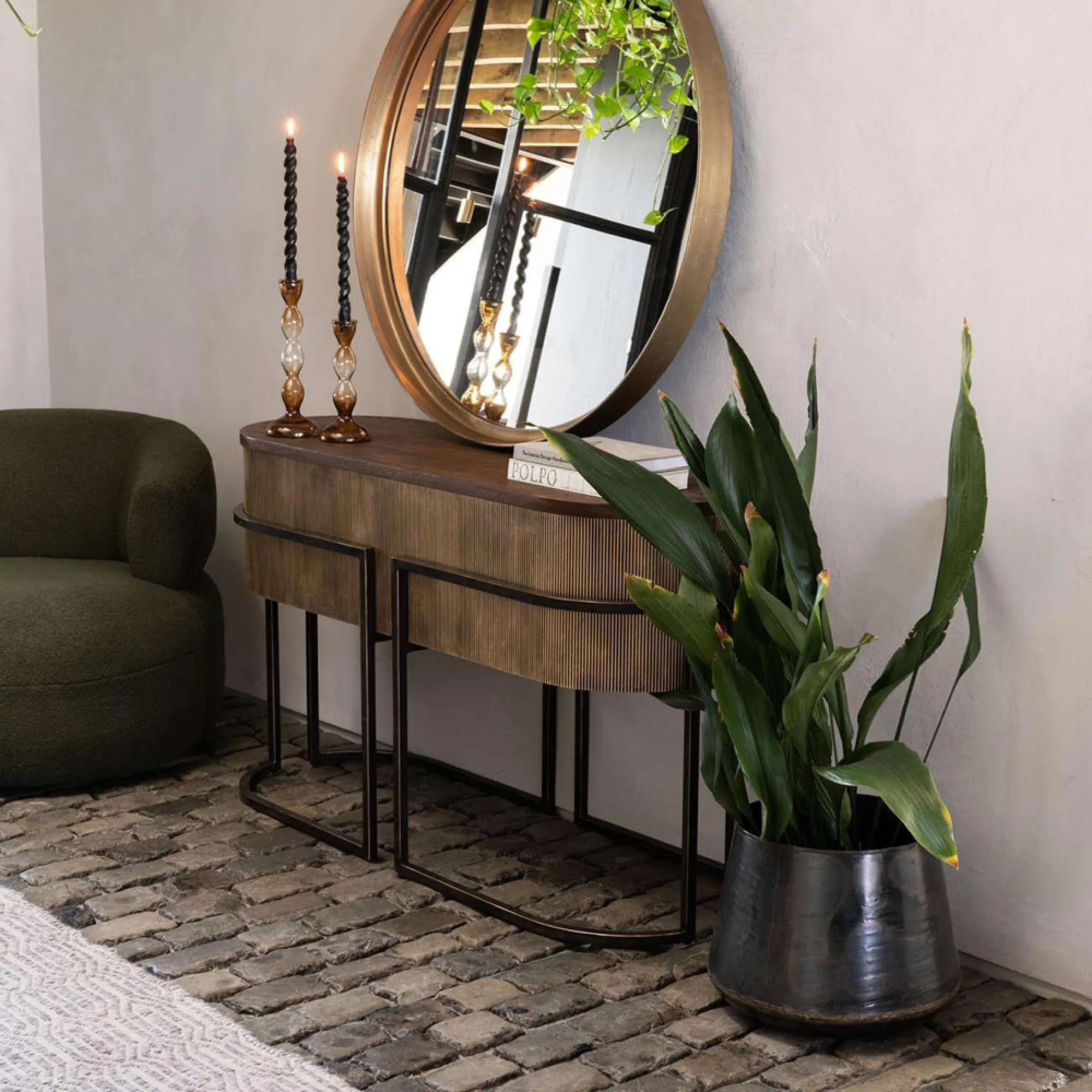 Hunter Oval Console Table - Brown