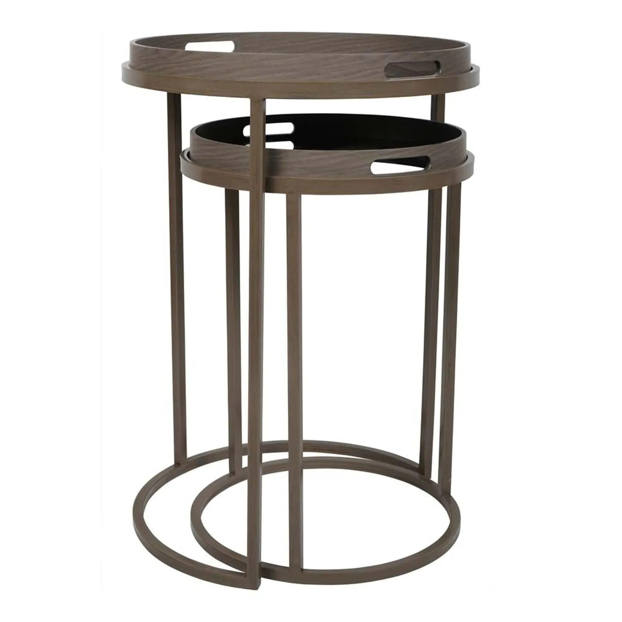 Impasto Brushstroke Round Side Tray Table - Set of 2