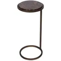 Iota Round Accent Table - Brown, Marble