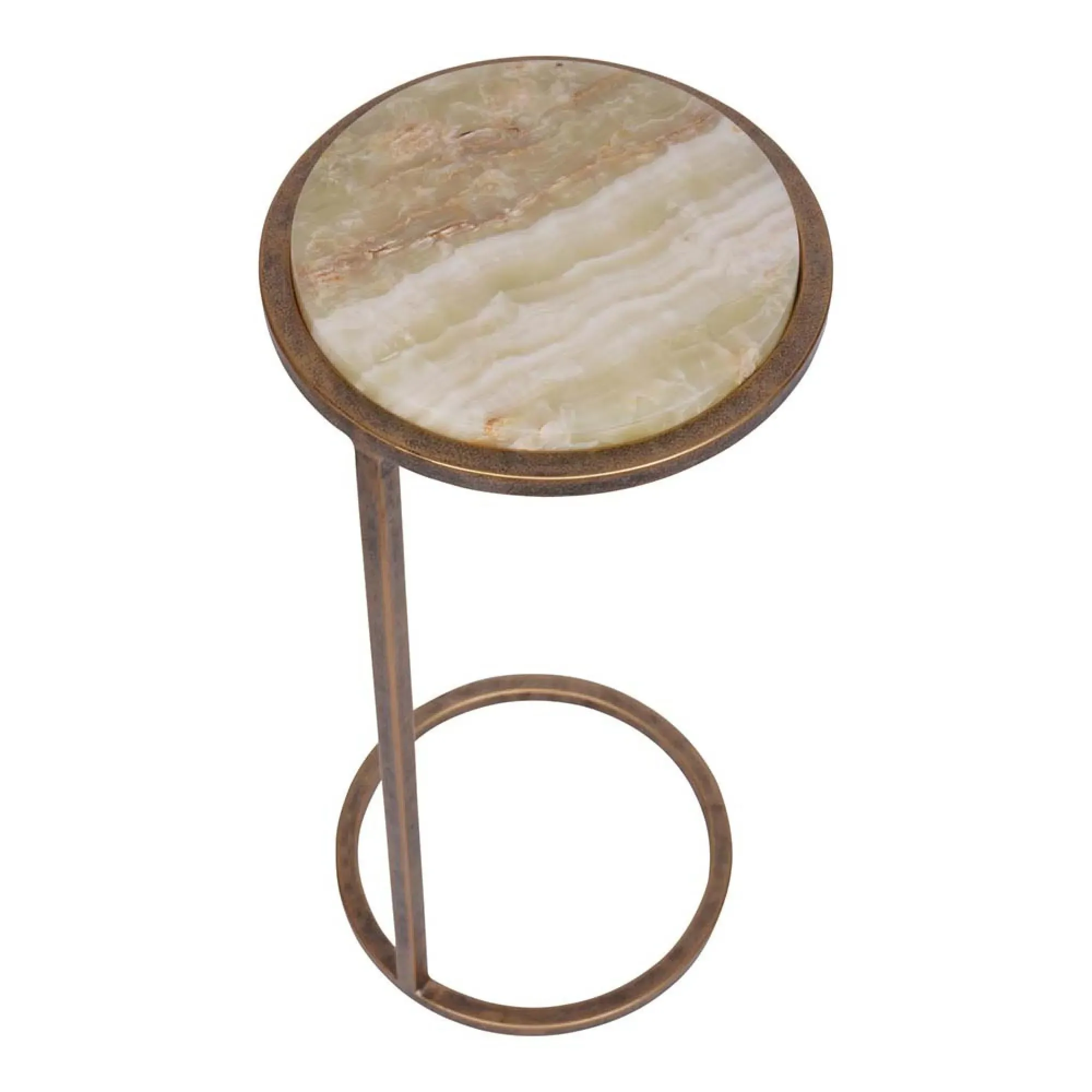 Iota Round Accent Table - Green, Onyx