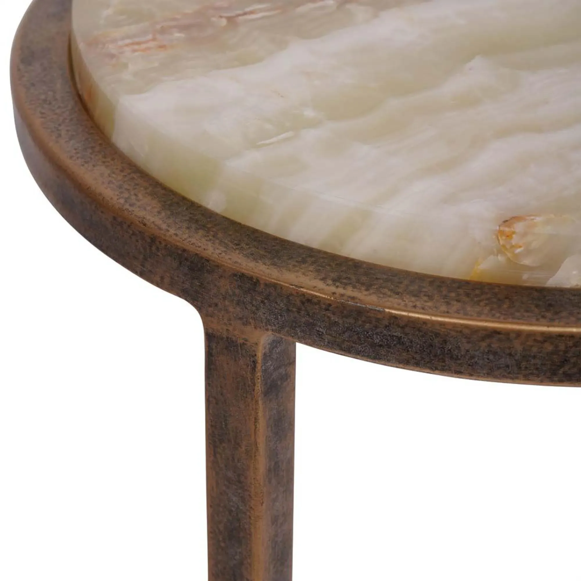 Iota Round Accent Table - Green, Onyx