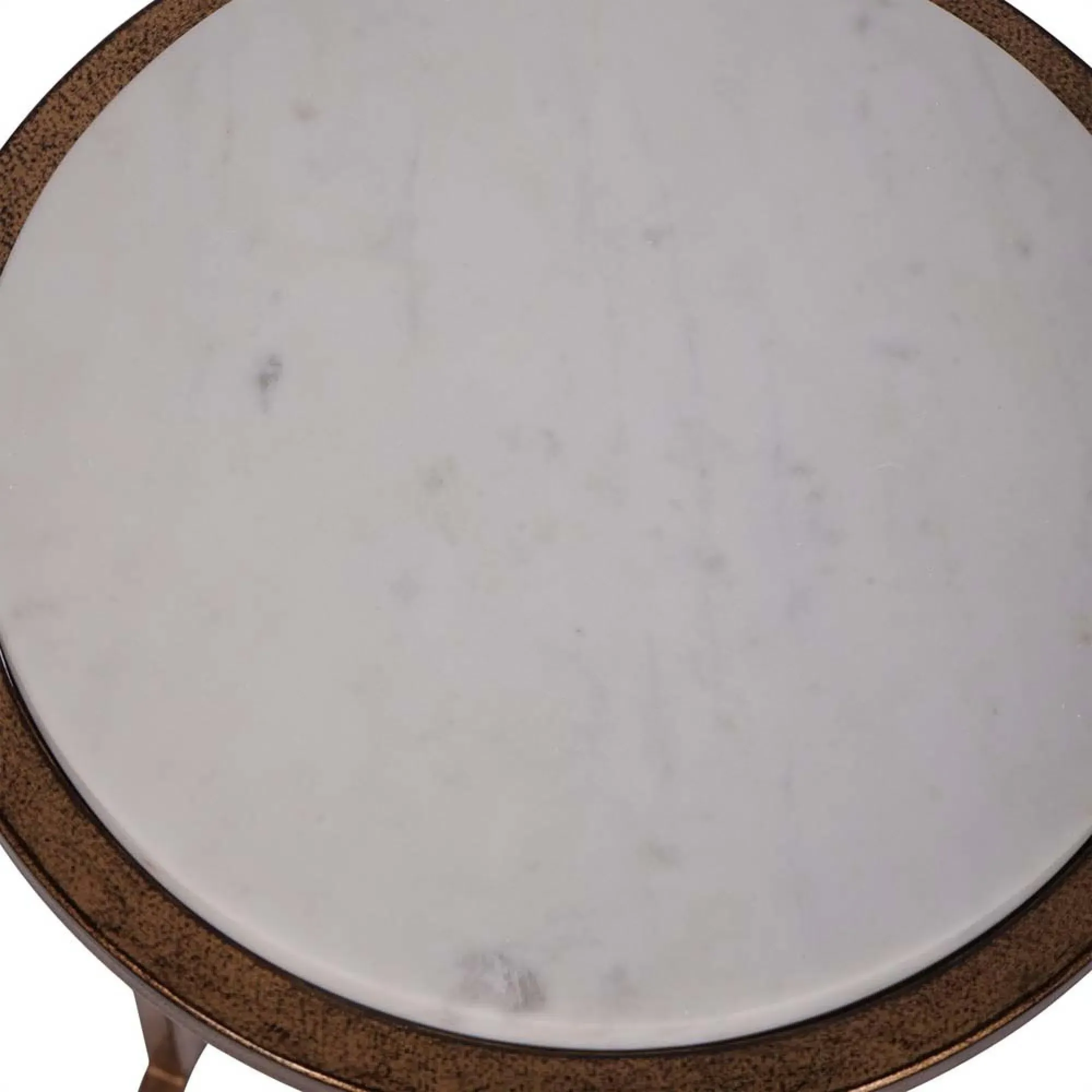 Iota Round Accent Table - White, Marble