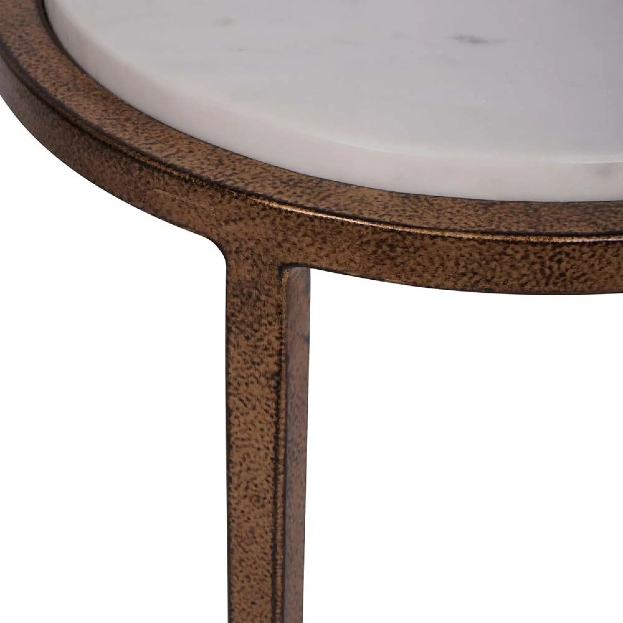 Iota Round Accent Table - White, Marble