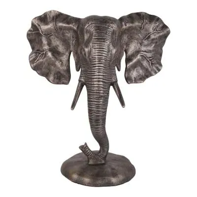Kariba Cast Aluminium Elephant Sculpture - Antique Nickel