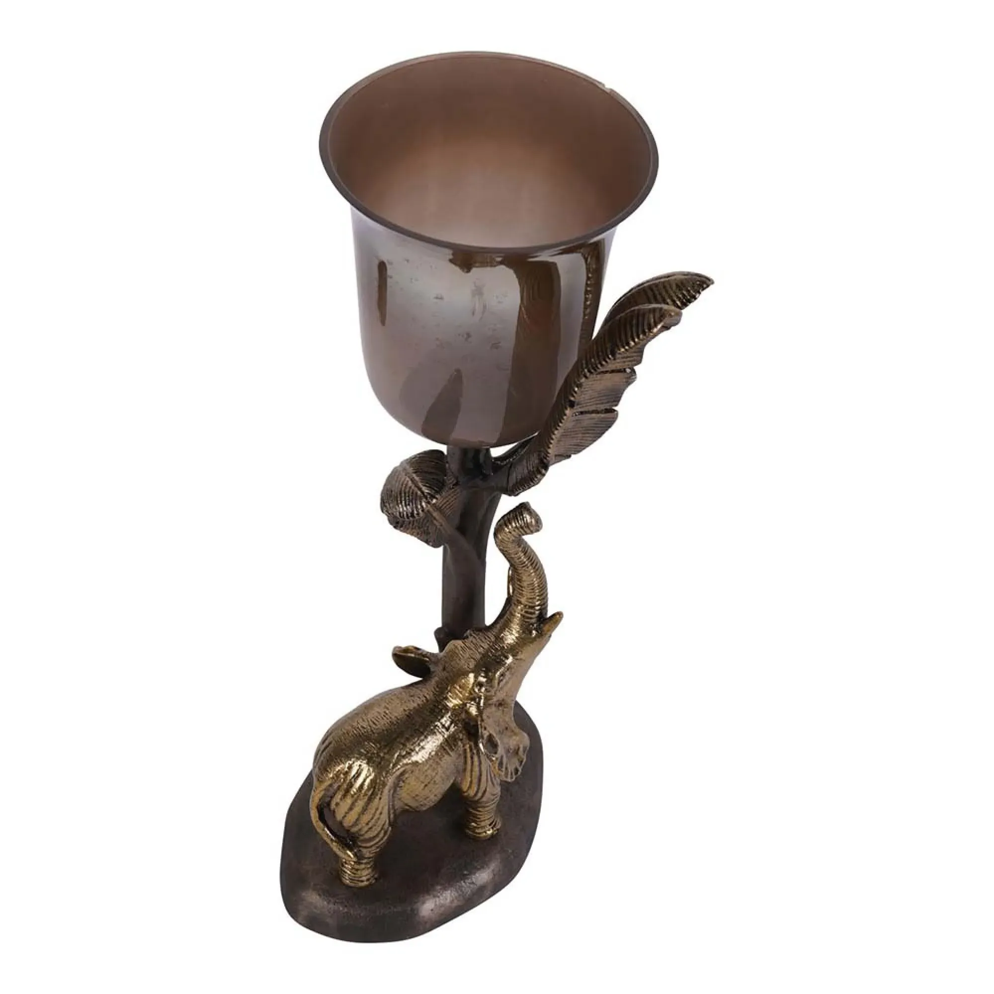 Kariba Large Elephant Hurricane - Antique Brass