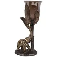 Kariba Large Elephant Hurricane - Antique Brass