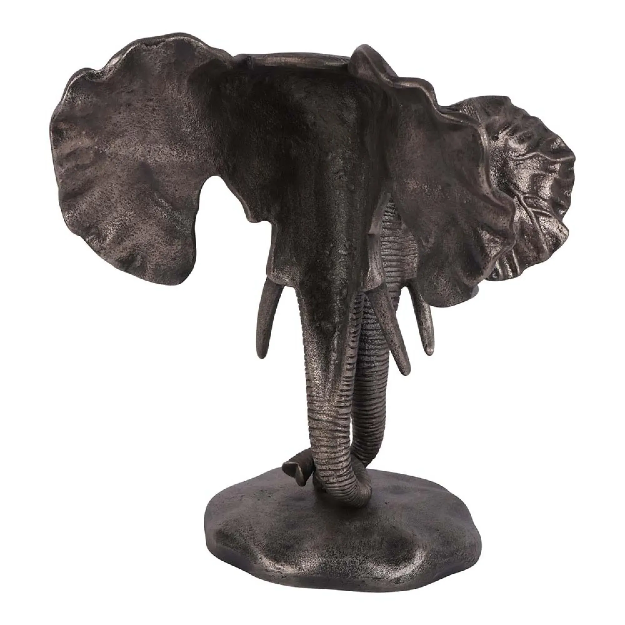 Kariba Nuzzling Elephants Sculpture - Antique Nickel, Cast Aluminium