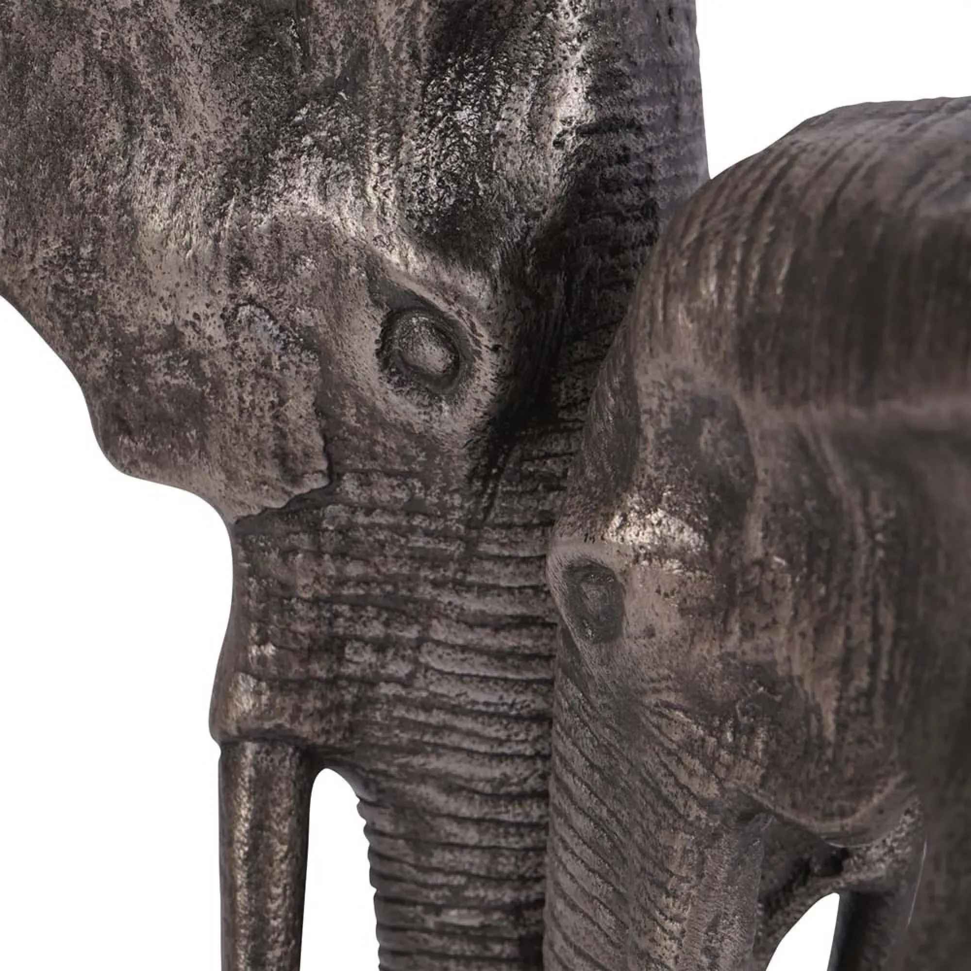 Kariba Nuzzling Elephants Sculpture - Antique Nickel, Cast Aluminium