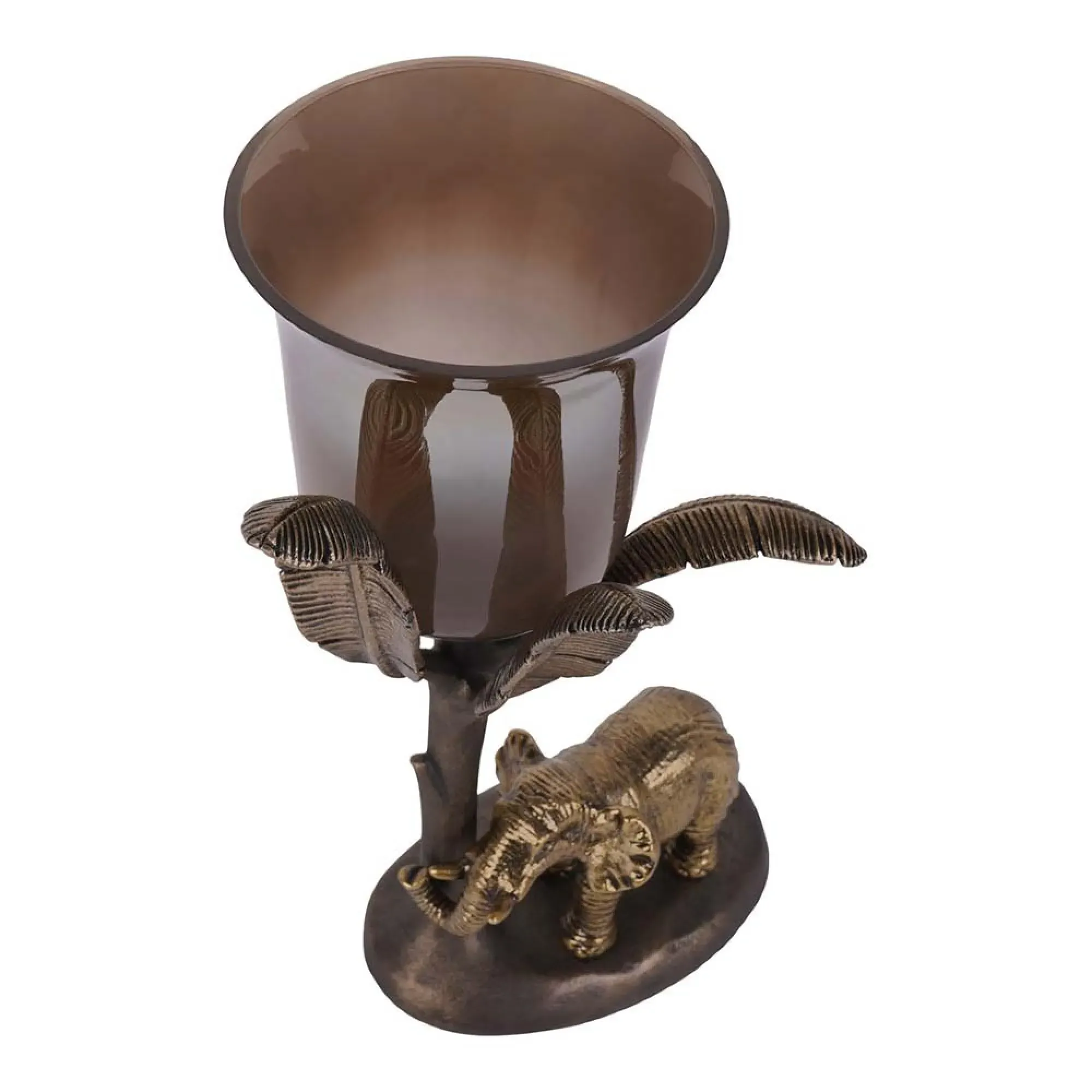 Kariba Small Elephant Hurricane - Antique Brass