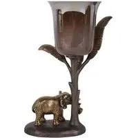 Kariba Small Elephant Hurricane - Antique Brass