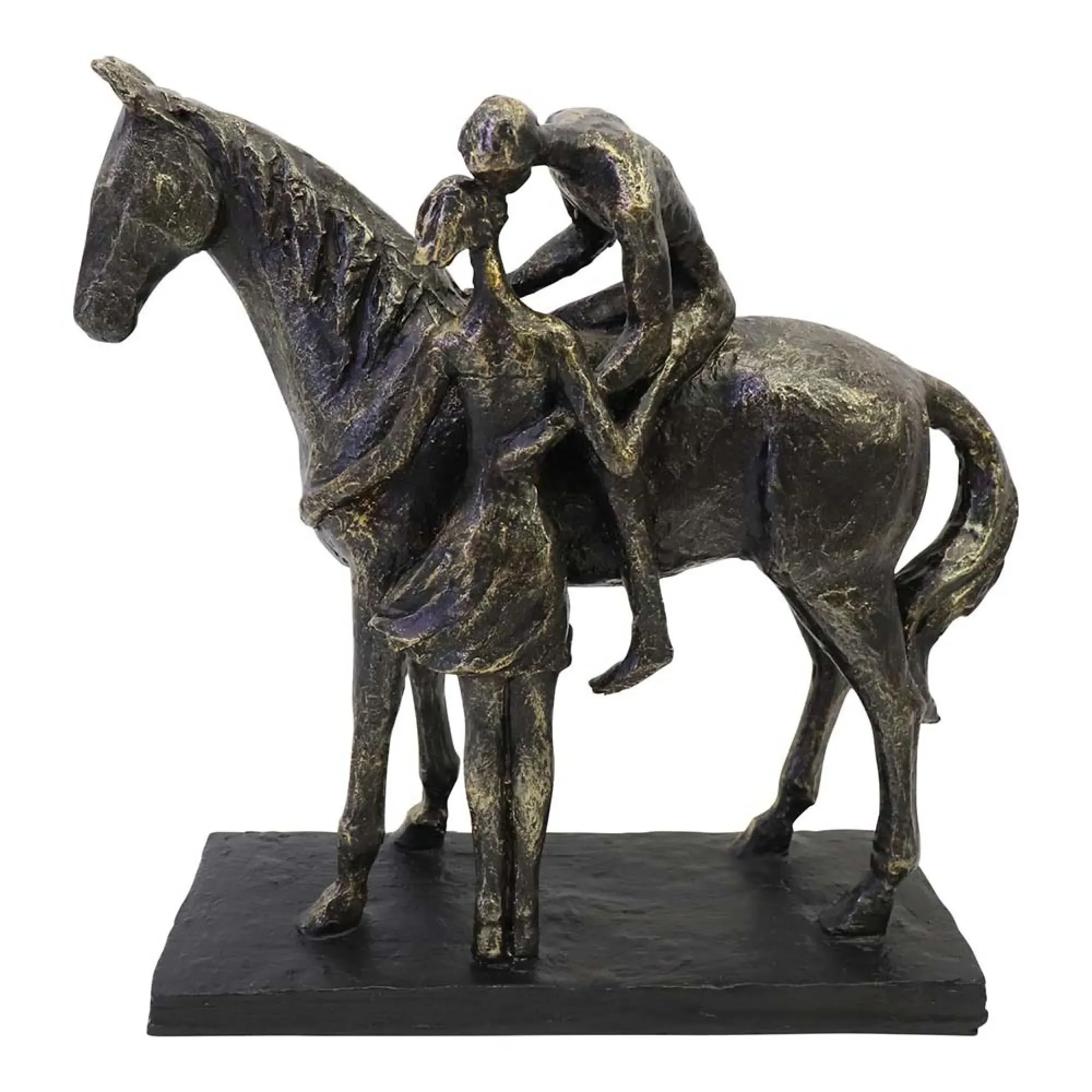 Kissing Couple with Horse Sculpture - Bronze