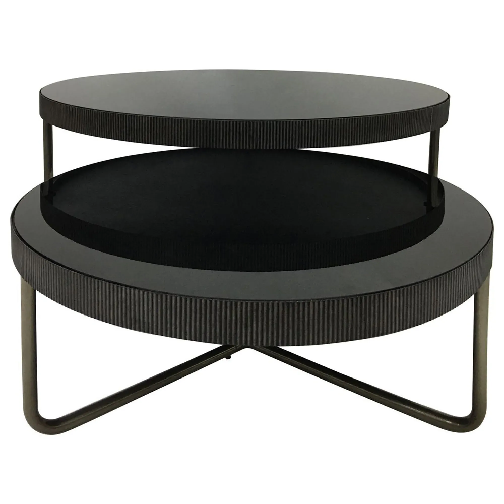 Knightsbridge Round Coffee Table Set of 2 - Black, Glass