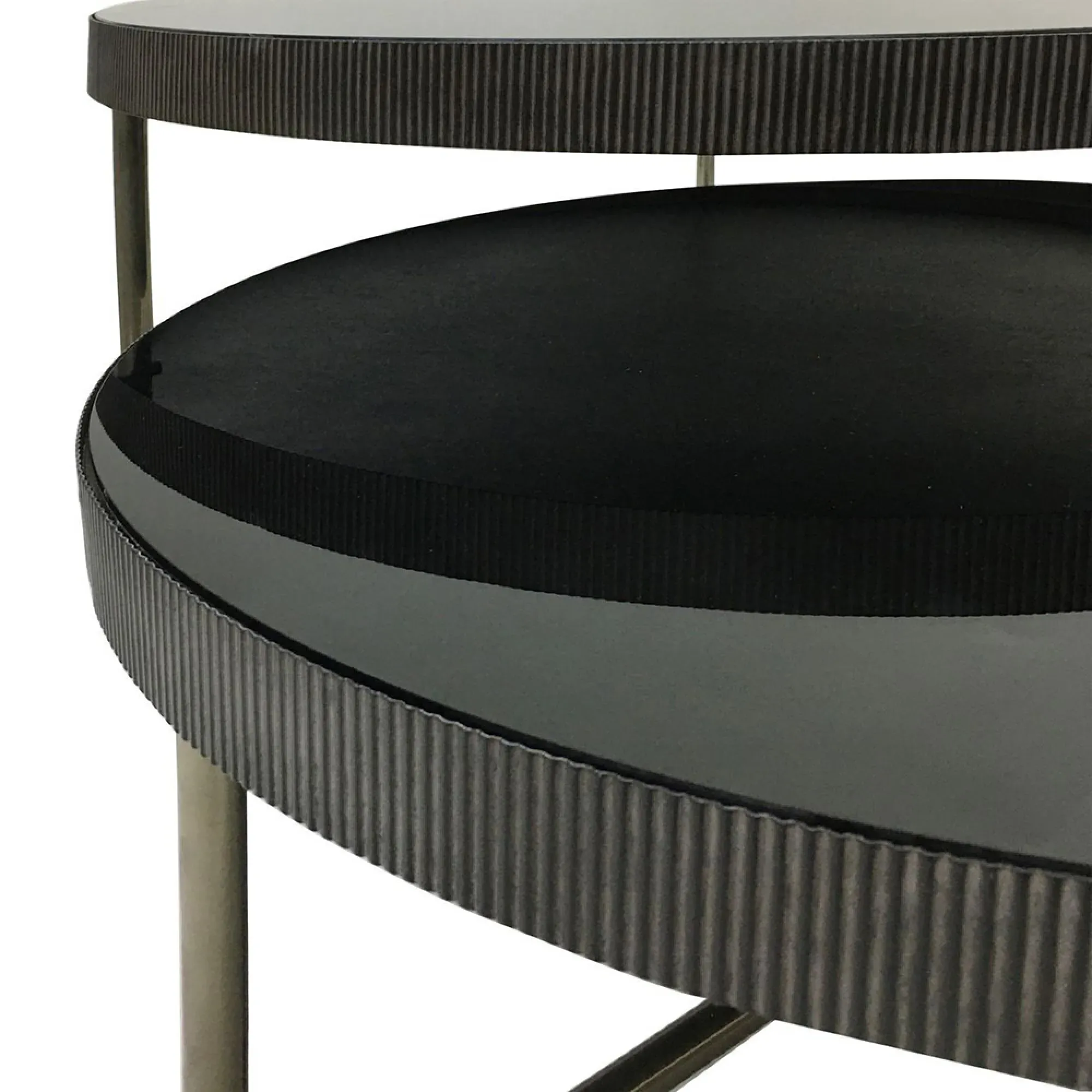 Knightsbridge Round Coffee Table Set of 2 - Black, Glass