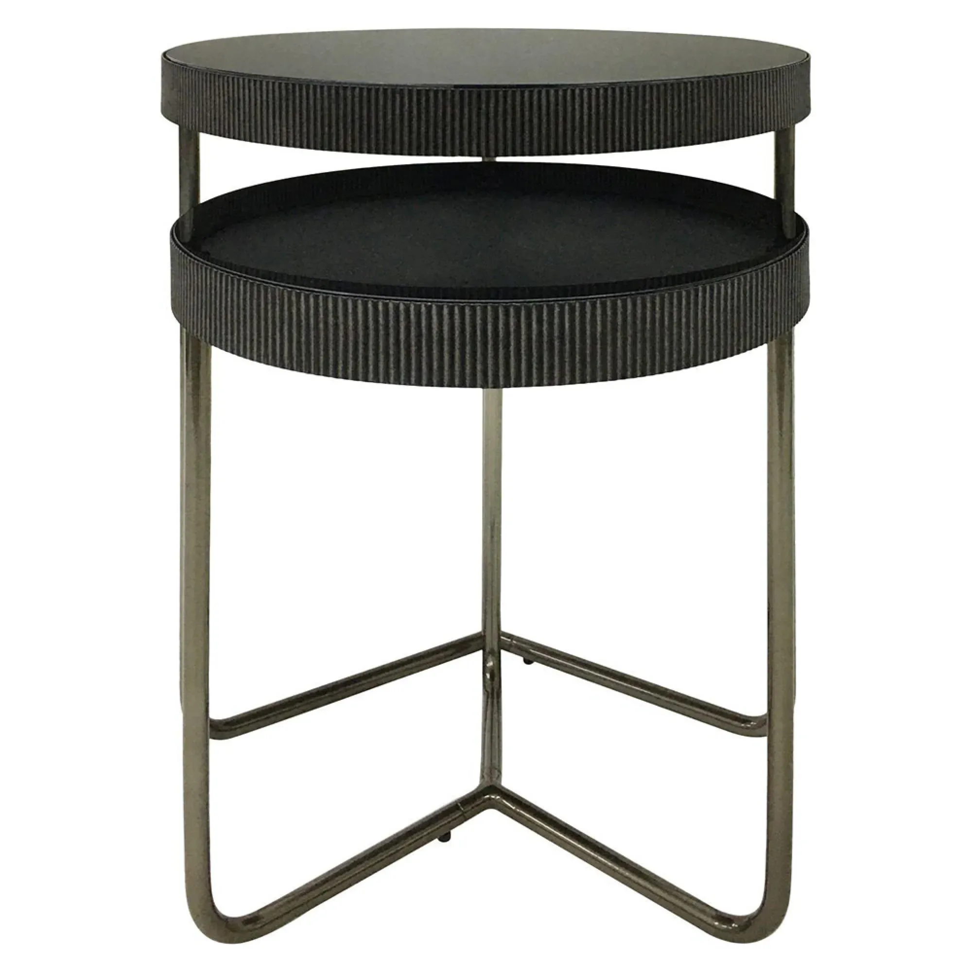 Knightsbridge Round Side Table Set of 2 - Black, Glass